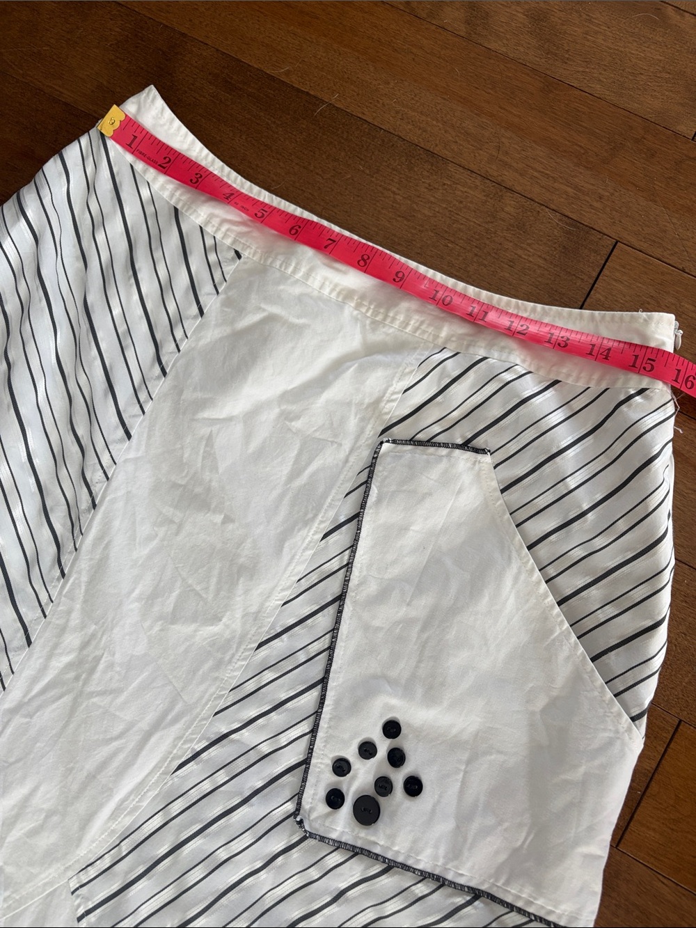 Asymmetrical White & Black Striped Women’s Skirt - Picture 6 of 10